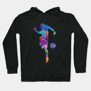 Soccer Player Watercolor Painting Art Print Gifts Hoodie